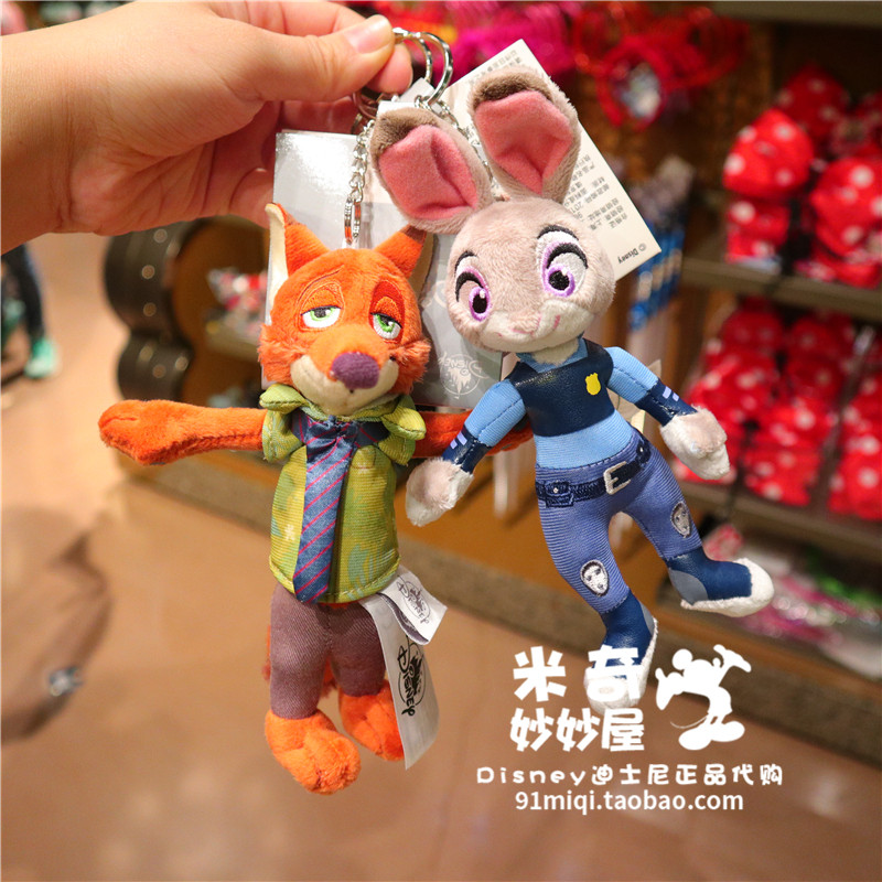 上海迪士尼国内代购朱迪尼克情侣毛绒公仔钥匙扣钥匙圈包挂挂件