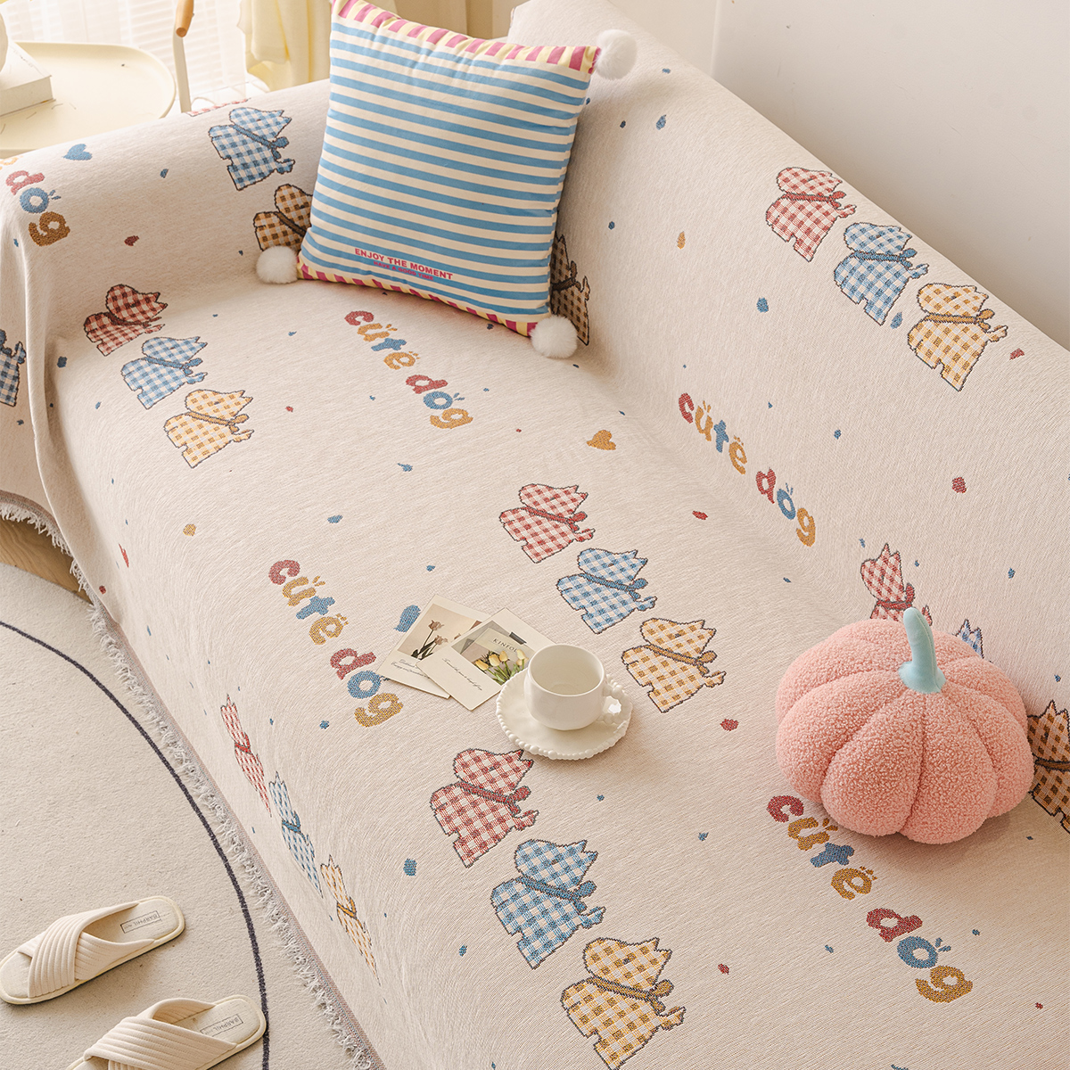 萌趣卡通ins风沙发盖布四季通用