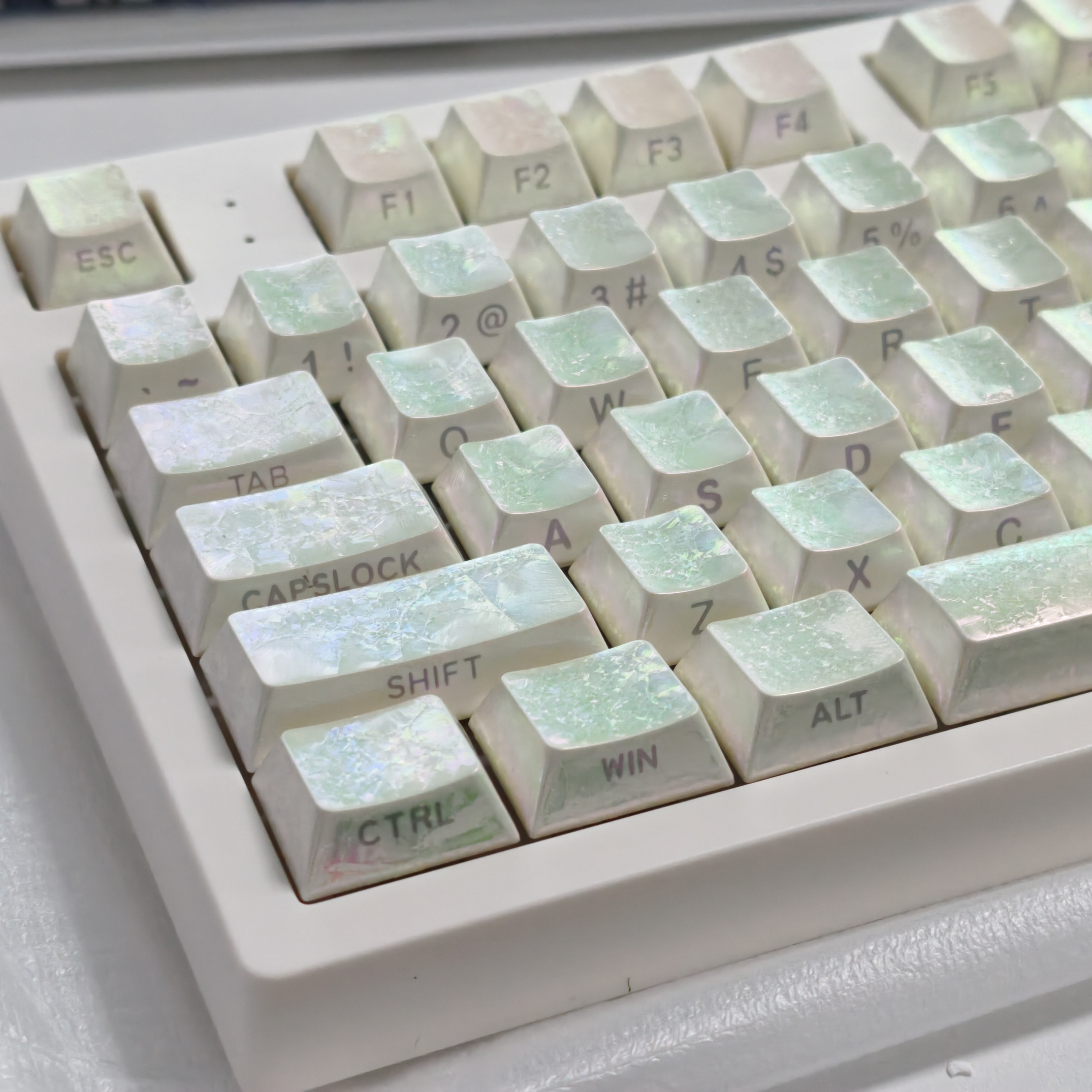 白霜贝壳幻彩键帽原厂透光ABS