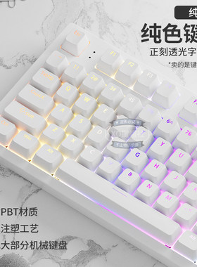 纯白正刻PBT透光原厂机械键盘键帽68/87/98键狼蛛f87pro ROG夜魔X