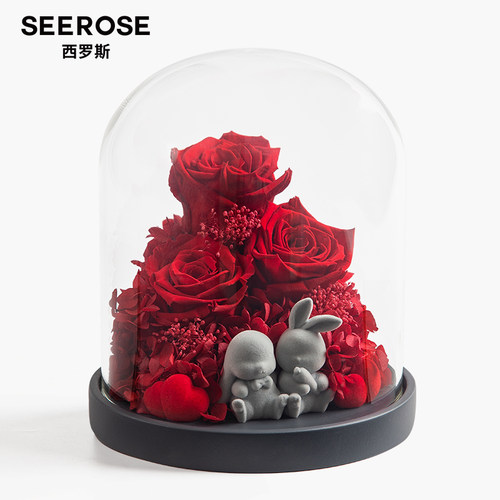 SEEROSE甜蜜对兔永生花礼物