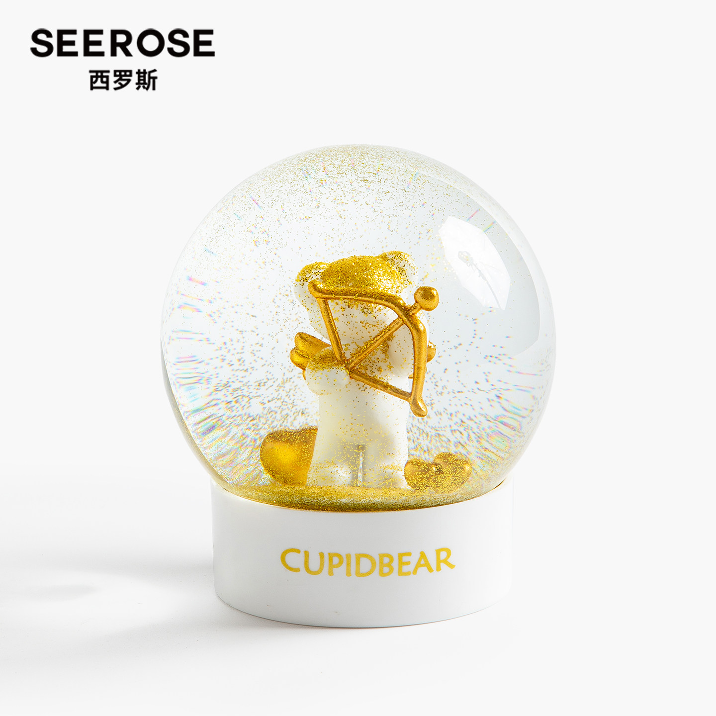 SEEROSE西罗斯丘比特熊水晶球摆件送女朋友毕业季表白生日礼物