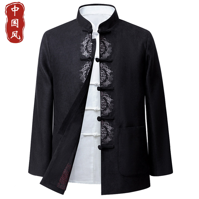 TANG COSTUME MENS JACKET SPRING AND AUTUMN NEW CHINESE WEDDING BANQUET BIRTHDAY LOOSE BIRTHDAY DRESS AUTUMN AND WINTER SUIT FOR THE ELDERLY
