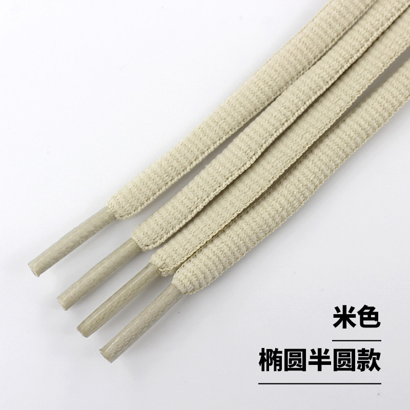 米白色鞋带绳扁平圆形运动休闲鞋图片
