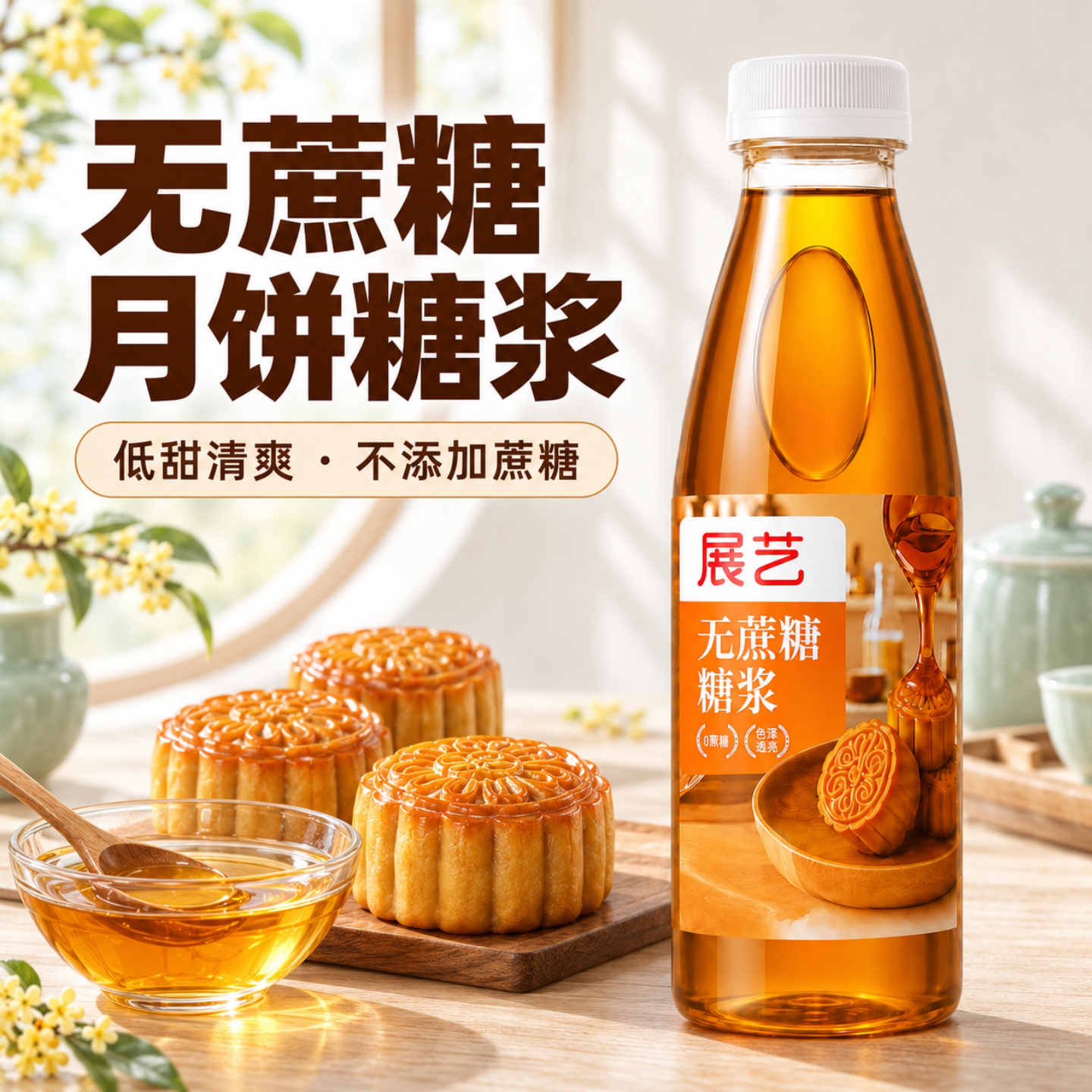 展艺无蔗糖转化糖浆做广式月饼专用枧水转换烘焙材料家用非无糖
