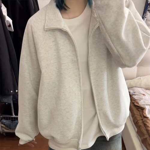 XZ413HW666-P58-2024秋季新款美式百搭休闲质感超好立领卫衣外套