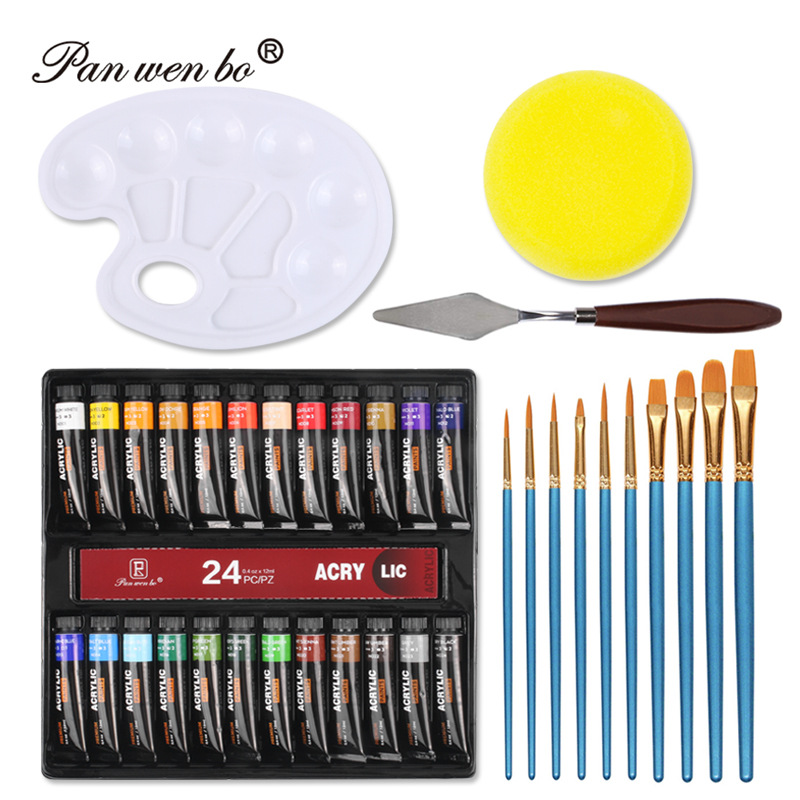 37件丙烯挤压式调色画笔套装
