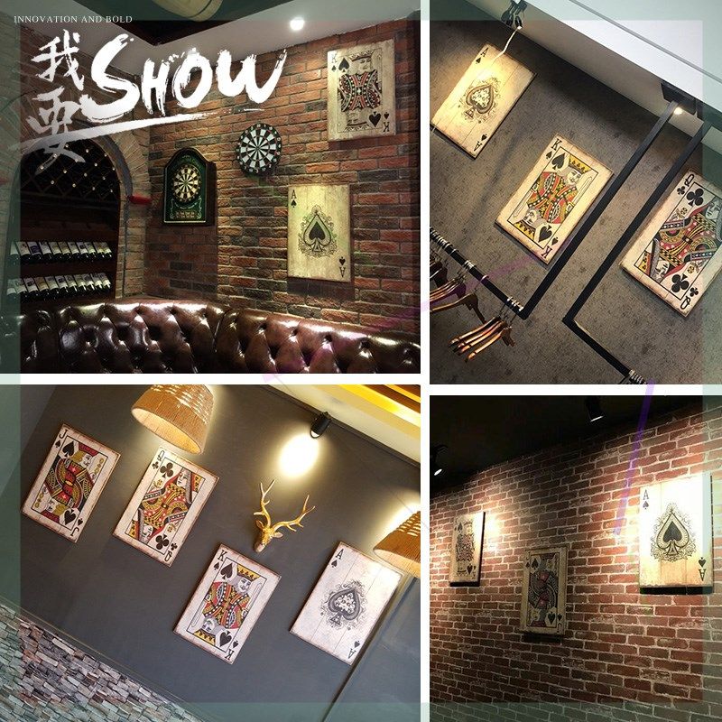 Retro originality poker woodiness Hanging picture Coffee shop Tea shop bar Restaurant metope decorate Pendants Pendantin the Home accessories , Mural  category - from Buy2taobao.com to provide professional Taobao agent buy service