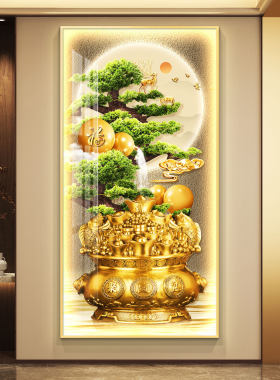 聚宝盆轻奢led灯入户玄关装饰画走廊过道挂画壁画简约现代高级感