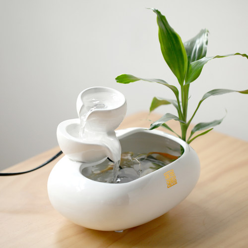 陶瓷创意循环流水办公室桌面装饰品茶几喷泉鱼缸玄关摆件开业礼物