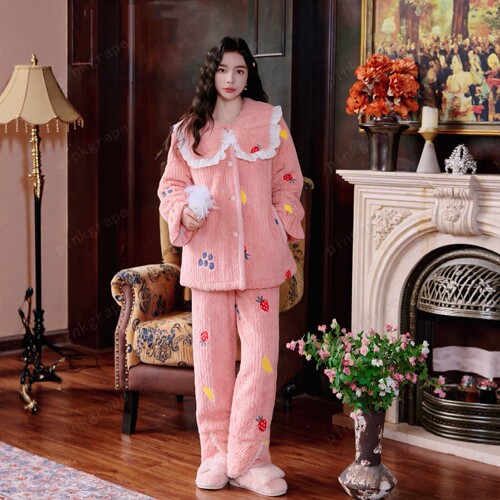 PINKGRAPE珊瑚绒刺绣套装