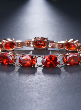 本命年红色锆石手链女式轻奢小众设计感高级时尚气质百搭手饰手镯