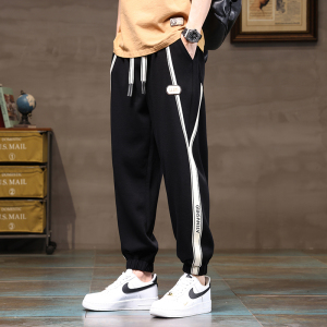 2023年新款春夏季男士冰丝大码束脚九分裤运动裤XZ712-5-K602-P50图片