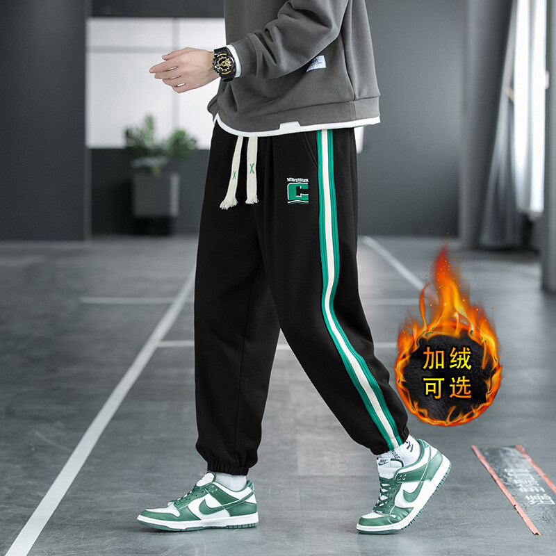2023冬季新款男士加绒休闲卫裤青少年宽松运动裤XZ712-5-G60-P50图片