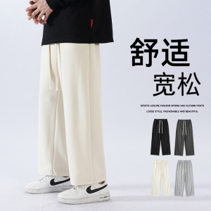 港风宽松阔腿九分裤男运动休闲裤直筒垂坠感长裤XZ712-5-X214-P45图片