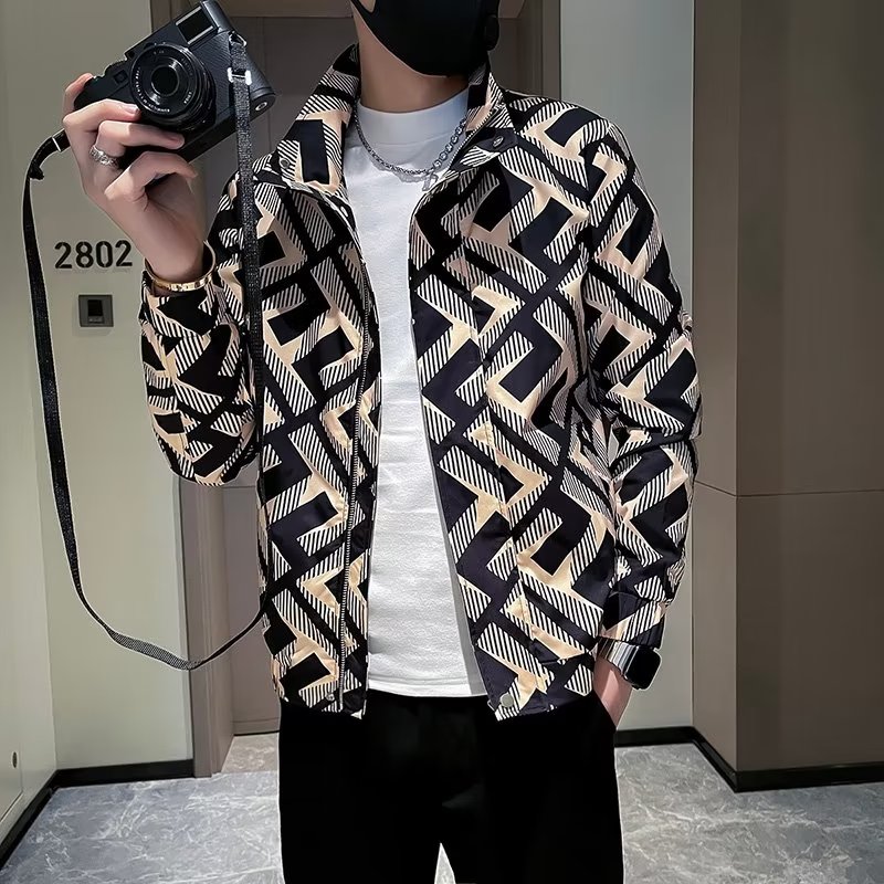 网络图夹克时尚休闲短款上衣男社会小伙外套花夹克712-5- 790-P75图片