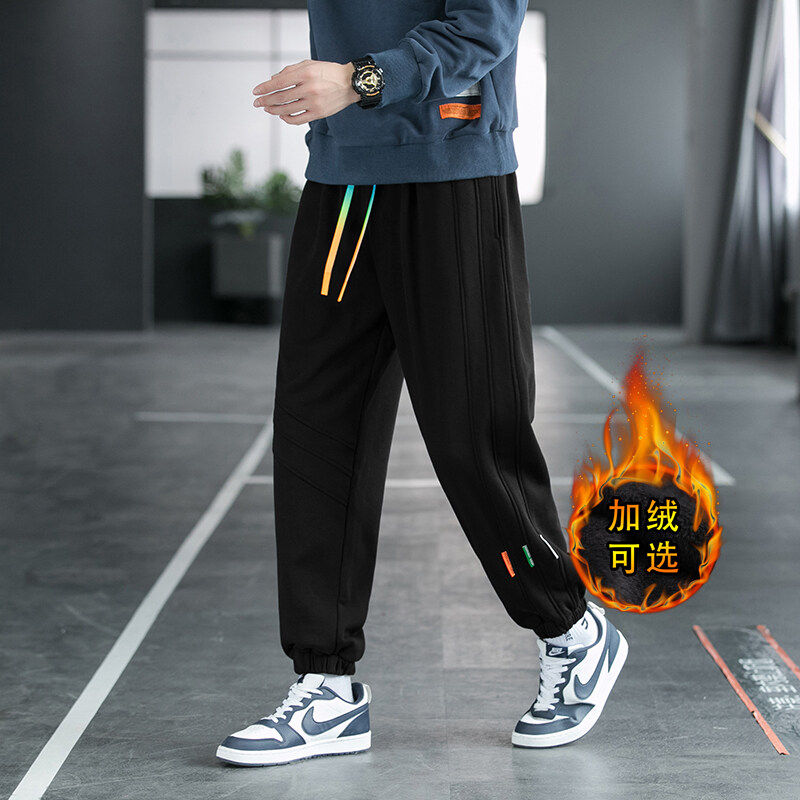 2023冬季新款男士加绒休闲卫裤青少年宽松运动裤XZ712-5-G63-P55图片