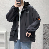 网络图秋季港风直播假两件连帽冲锋衣外套夹克712-5-JK303-P75，男装夹克，星座1112-5（原712-5）
