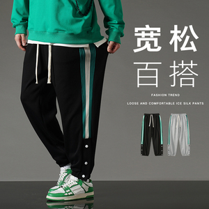 新款潮流排扣长裤男港风宽松休闲束脚卫裤小脚裤XZ712-5-2916-P50