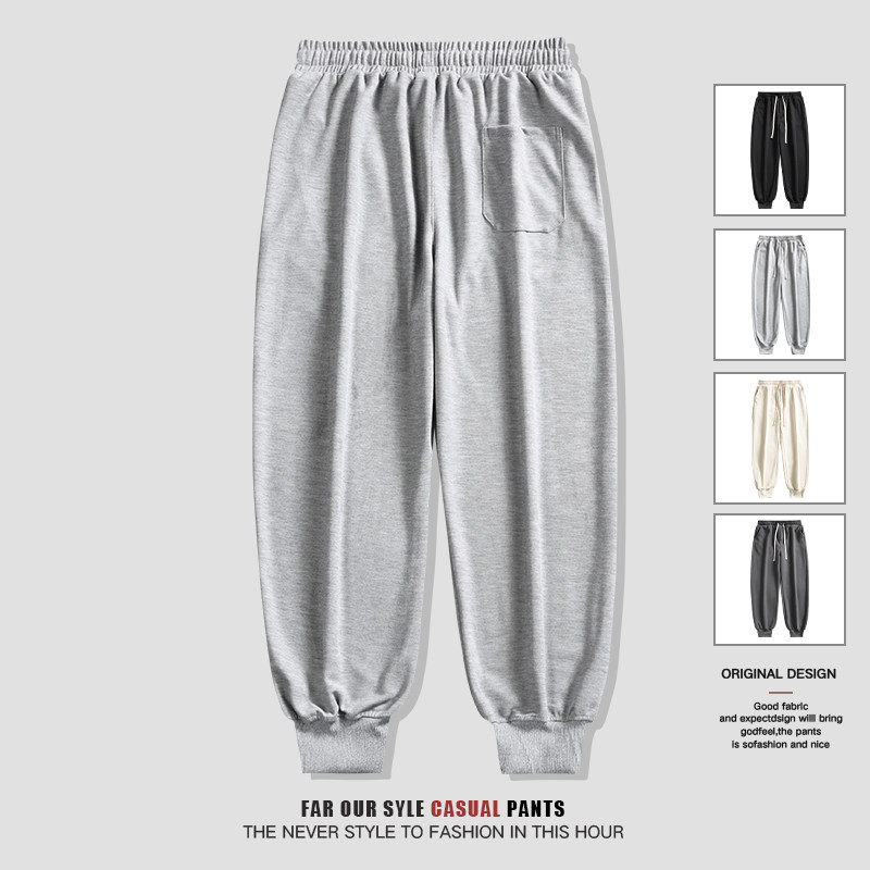 2023春季新款新氧棉休闲长裤男港风宽松束脚卫裤XZ712-5-X210-P40图片