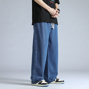 23春夏季 男直筒裤宽松阔腿垂感薄款抽绳牛仔长裤XZ712-5-870-P40图片