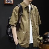 网络图工装短袖衬衫男春夏季休闲纯色衬衣短袖衬衫712-5-322-P40，男装衬衫，星座1112-5（原712-5）