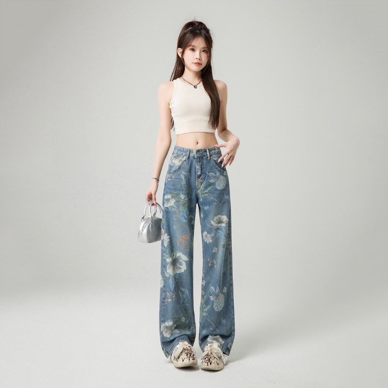 女装牛仔裤时尚印花百搭美式阔腿休闲宽松拖地长裤712-5-578-P65,男装牛仔裤,星座1112-5（原712-5）