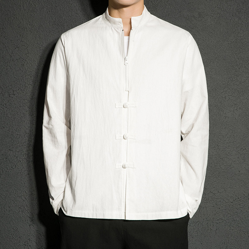 秋季新款风长袖衬衫男大码盘扣拉链外套XZ712-5-CS569-P55图片