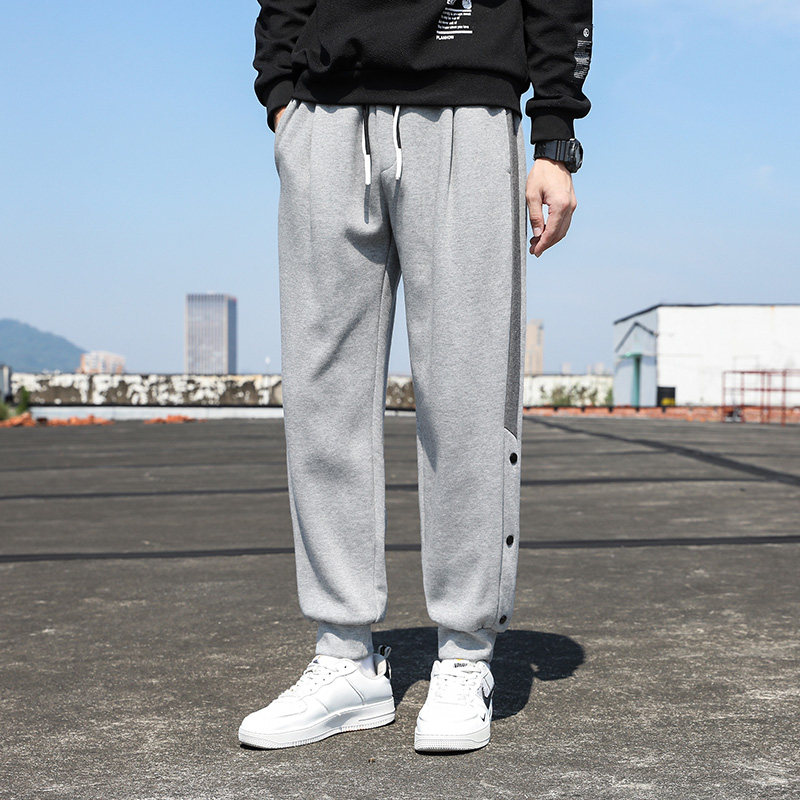 春秋季新款男休闲卫裤港风拼接宽松运动九分裤XZ712-5-2215-P40图片