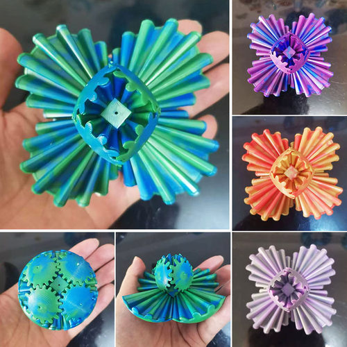3D打印魔方球旋转齿轮球解压玩具
