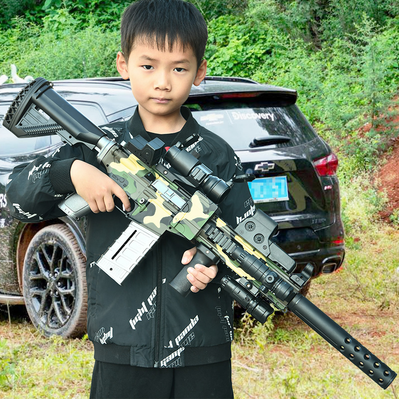 M416软弹枪电动连发手自一体水晶ak47儿童玩具枪男孩仿真突击步抢