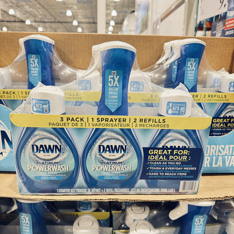现货加拿大进口DAWN带喷头洗洁精洗碗液护肤5倍清洁不伤手473ml*3