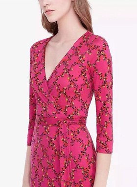 现货速发-高端新品FX DVF一片式V领红色修身显瘦气质短款连衣裙