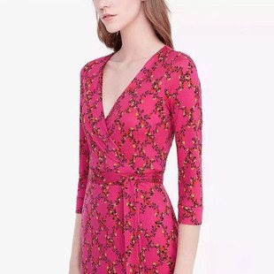 现货速发-高端新品FX DVF一片式V领红色修身显瘦气质短款连衣裙