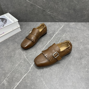 女单鞋 英伦风流苏复古雕花小皮鞋 2026春新款 布洛克平底休闲乐福鞋