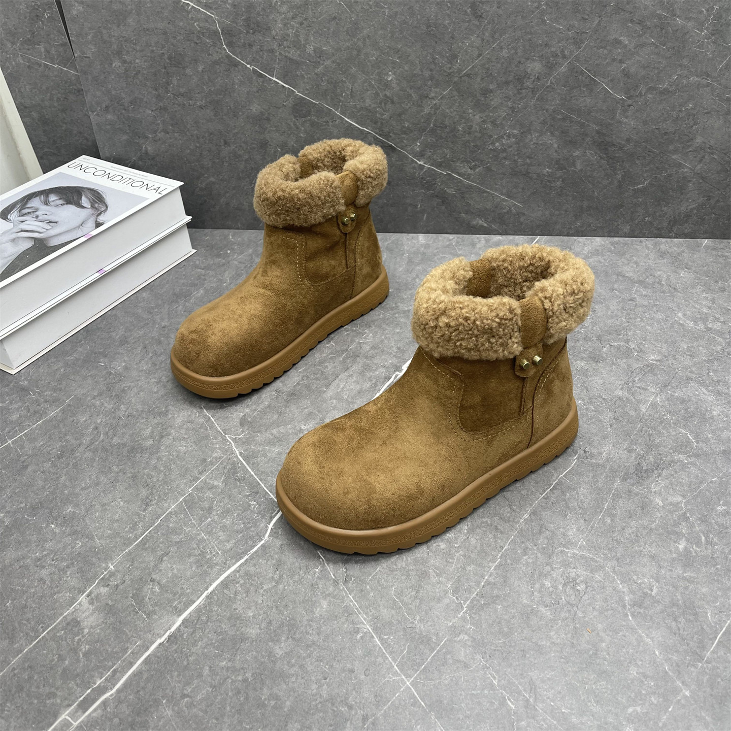 羊猄绒保暖雪地靴女2025年冬季新款圆头加厚保暖防滑复古舒适棉靴,女鞋,时尚雪地靴,淘宝优惠券,粉丝福利购,淘宝优惠卷