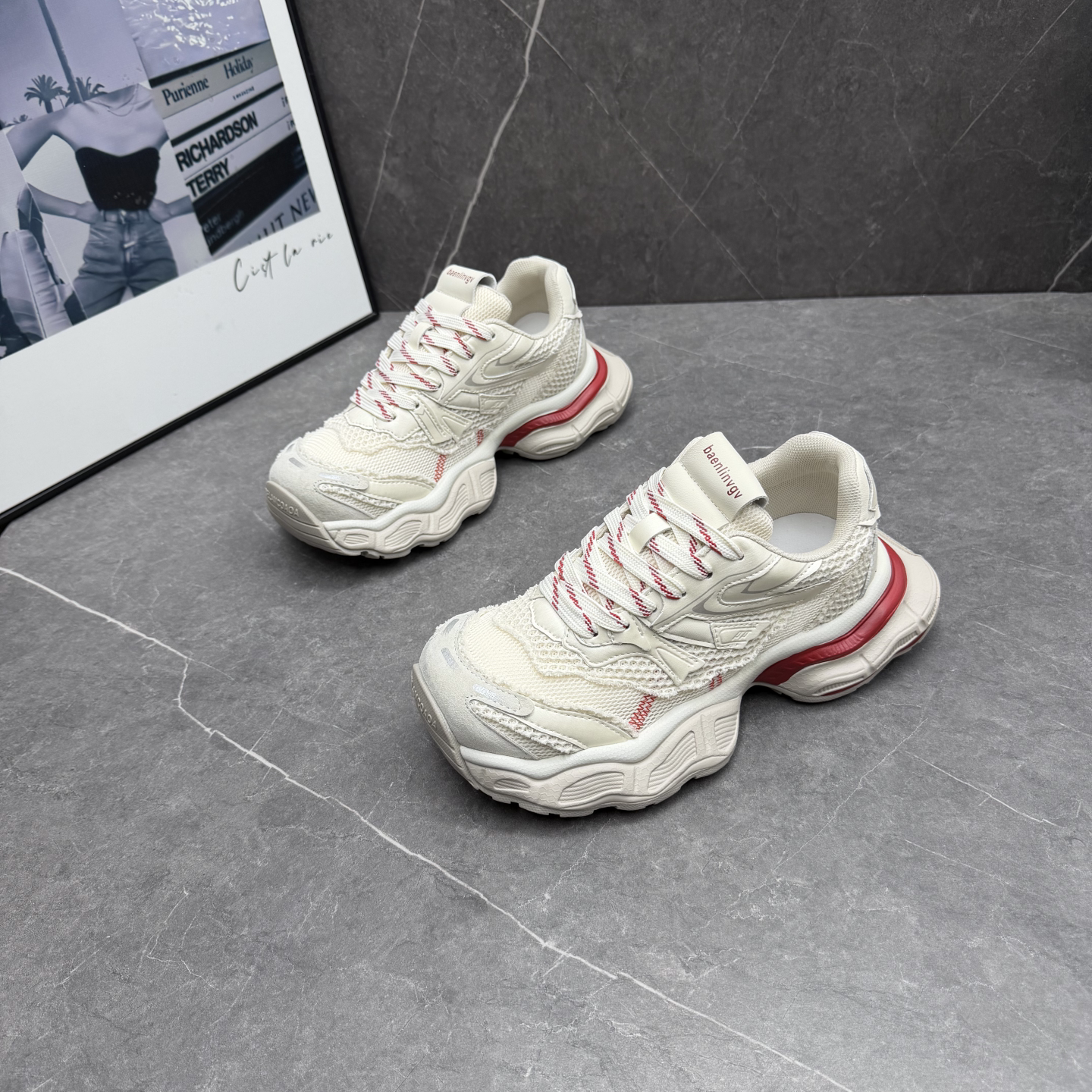 厚底增高老爹鞋女2026春夏季新款透气网面复古做旧真皮休闲运动鞋