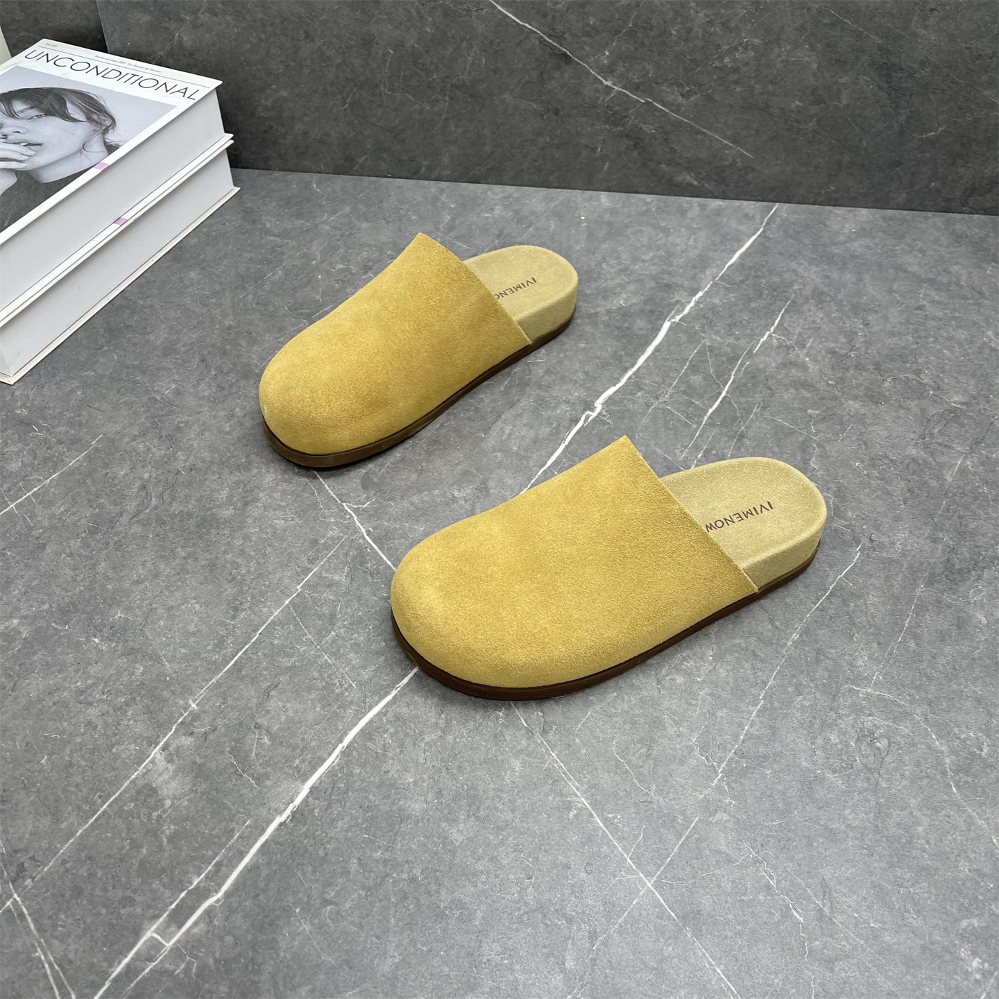 磨砂牛皮包头拖女2026年早春新款时尚百搭平底一脚蹬懒人勃肯拖鞋,女鞋,包头拖,淘宝优惠券,粉丝福利购,淘宝优惠卷