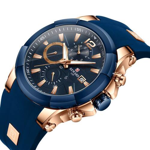 REWARD硅胶表带防水运动男士手表跨境多功能腕表24小时计时码表