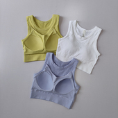 运动内衣女防震瑜伽健身文胸外穿镂空美背背心式 断码 一体式 bra