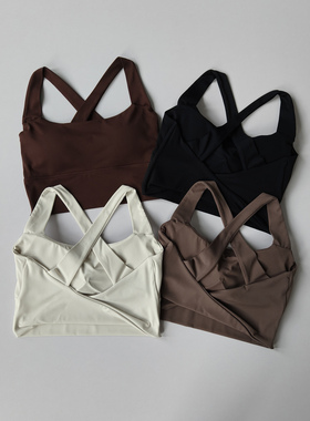 无钢圈一体运动文胸女交叉美背中强度训练吸湿排汗普拉提瑜伽背心