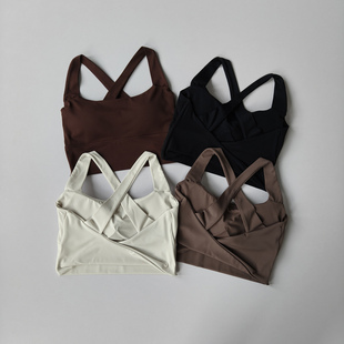 无钢圈一体运动文胸女交叉美背中强度训练吸湿排汗普拉提瑜伽背心