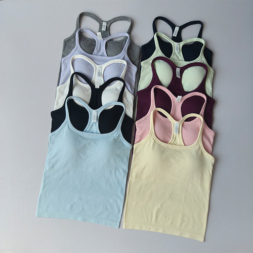 瑜伽服女一体杯运动内衣防震吊带