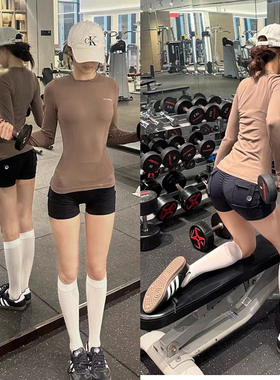 瑜伽服女秋冬显瘦运动上衣修身跑步普拉提弹力训练速干T恤健身服