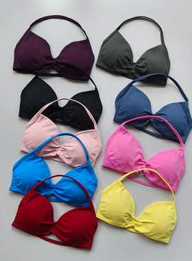 欧美性感挂脖吊带运动文胸女带胸垫聚拢美背健身bar内衣瑜伽服夏