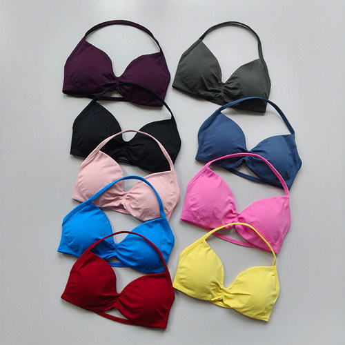 性感挂脖吊带运动文胸女带胸垫