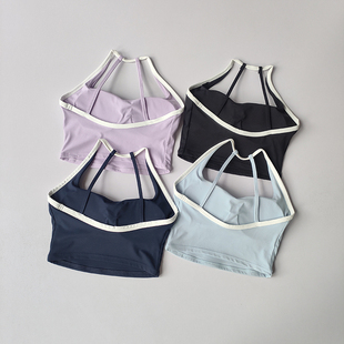 细带撞色美背运动文胸女防震聚拢一体瑜伽服跑步训练速干健身背心