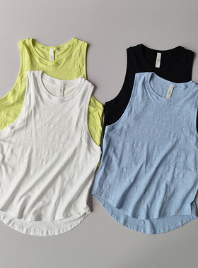 工字运动背心女夏季轻簿印花宽松瑜伽服罩衫跑步马拉松无袖上衣