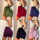 夏季 欧美蜜桃健身三分裤 女提臀收腹高腰无缝高弹运动紧身瑜伽短裤