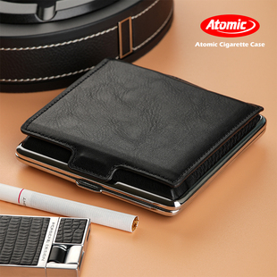 送男友礼物 超薄便携85mm20支装 正品 Atomic牛皮烟盒复古创意卡片式